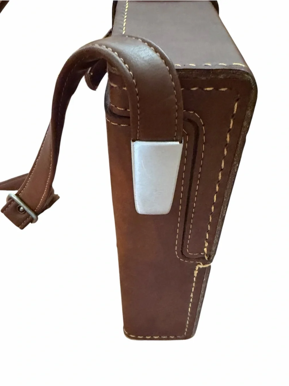 Vintage Polaroid Brown Hard Camera Carrying Case Adjustable Strap Collectible